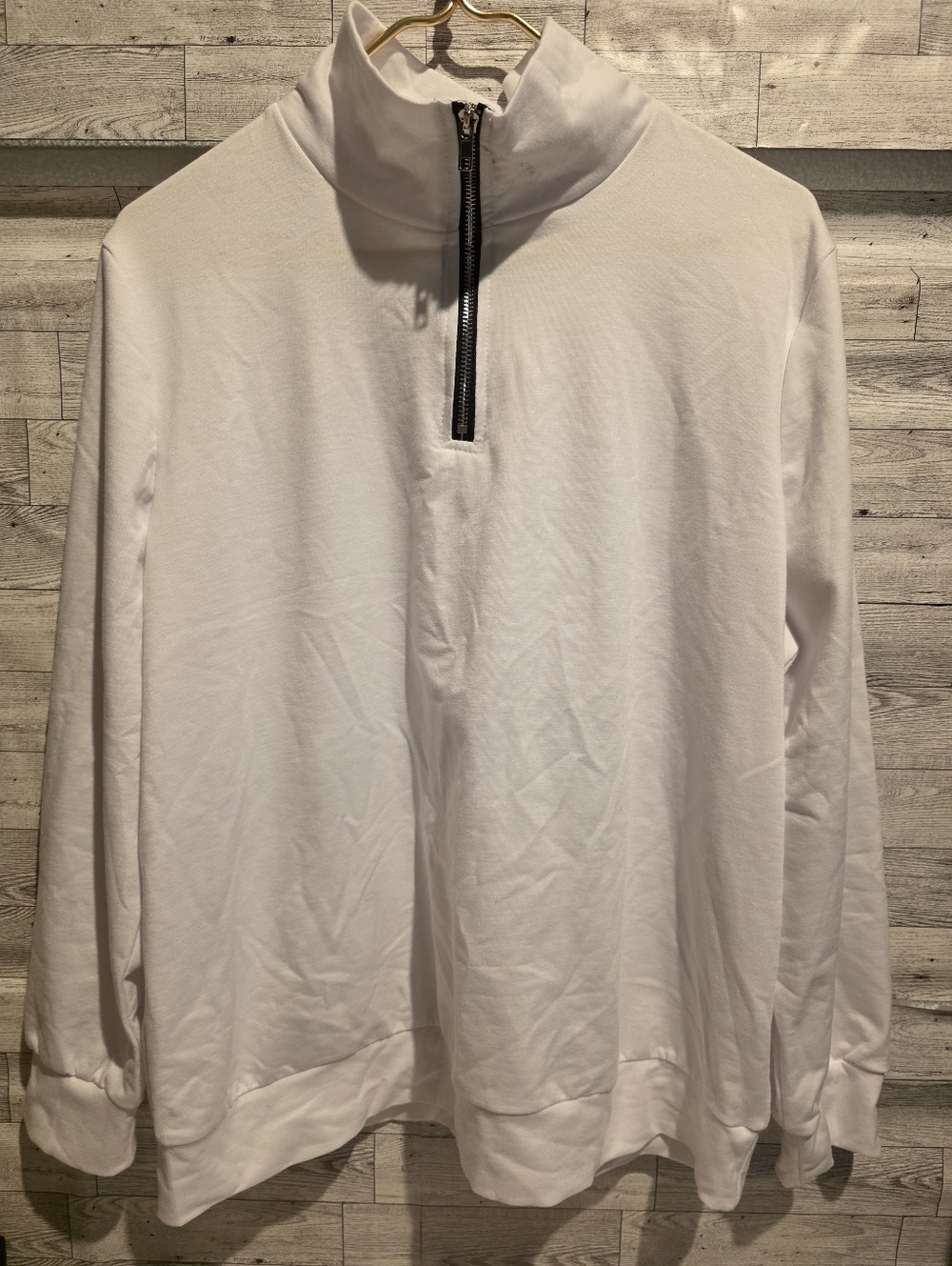 Relaxed White Quarter-Zip Turtleneck Pullover - Picture 1 of 3